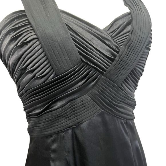 BCBGMaxAzria 100% Silk Halter Dress Women's 6 Black Glam Cocktail Marilyncore - Picture 2 of 13